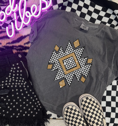 Checkered Aztec tee