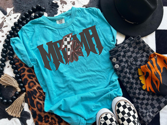 Black Mama Checkered Bolt Tee