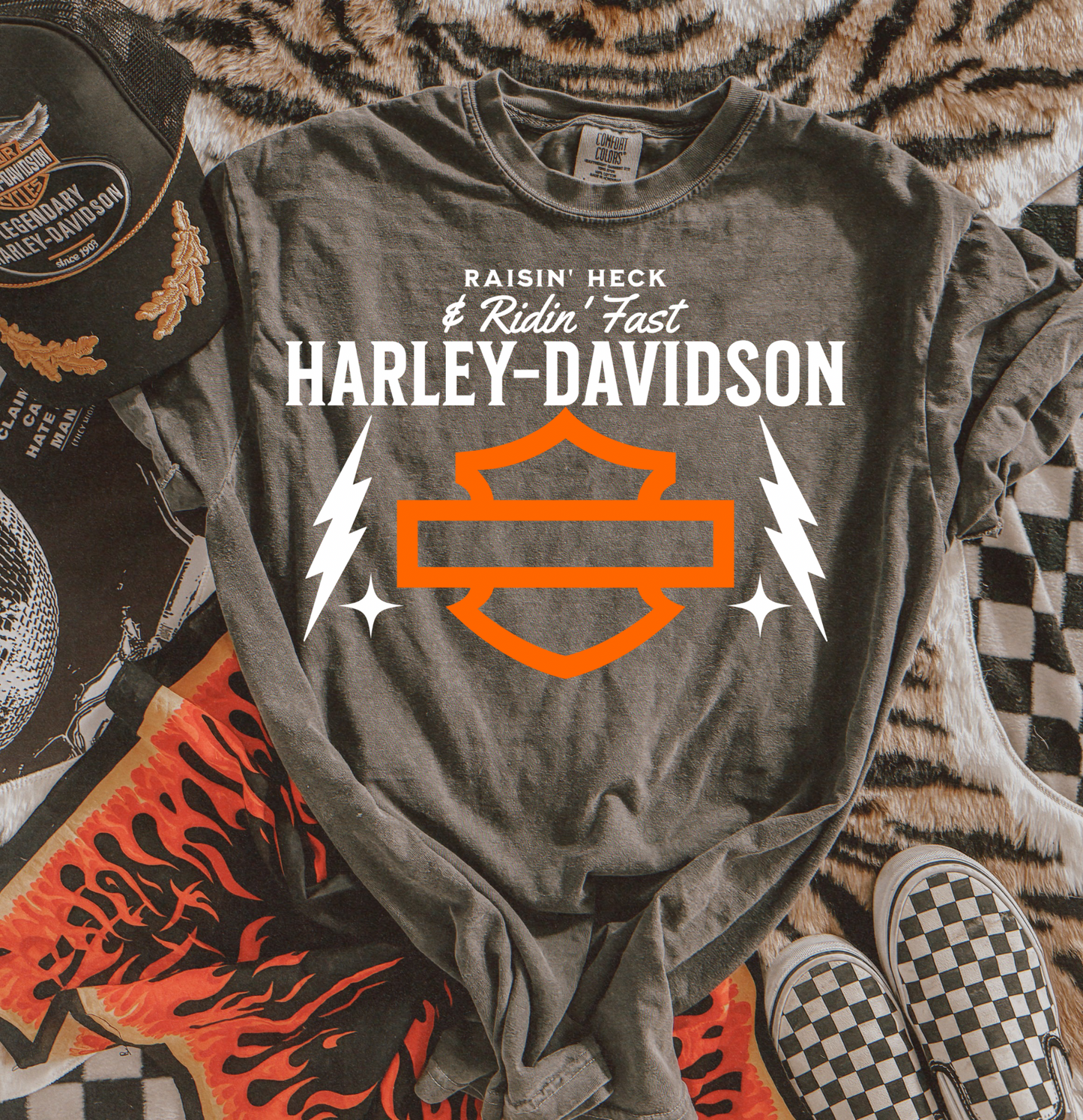 Raise Heck& Ride Fast Harley Tee