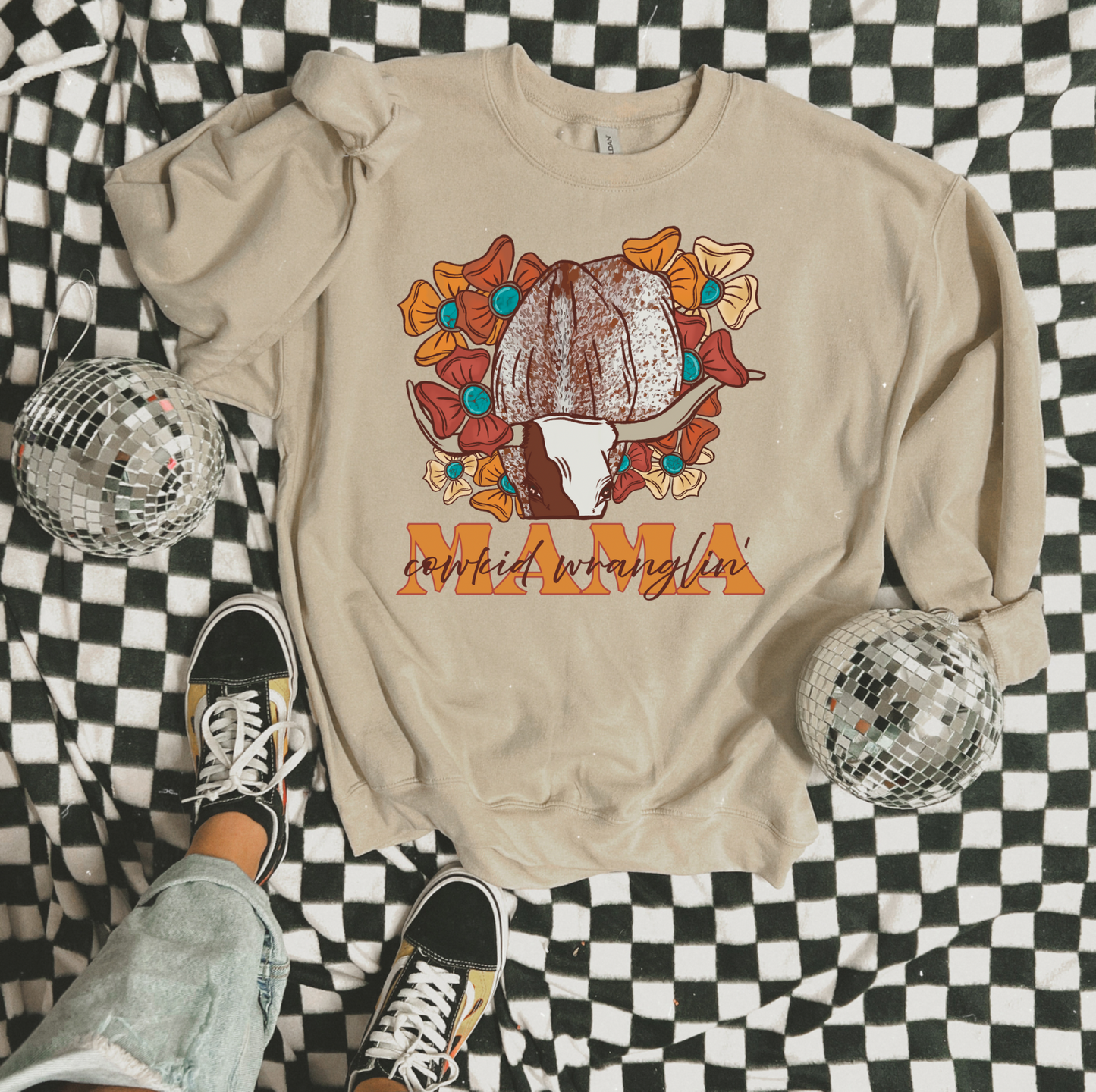 Cowkid Wranglin Mama Tee/Crew