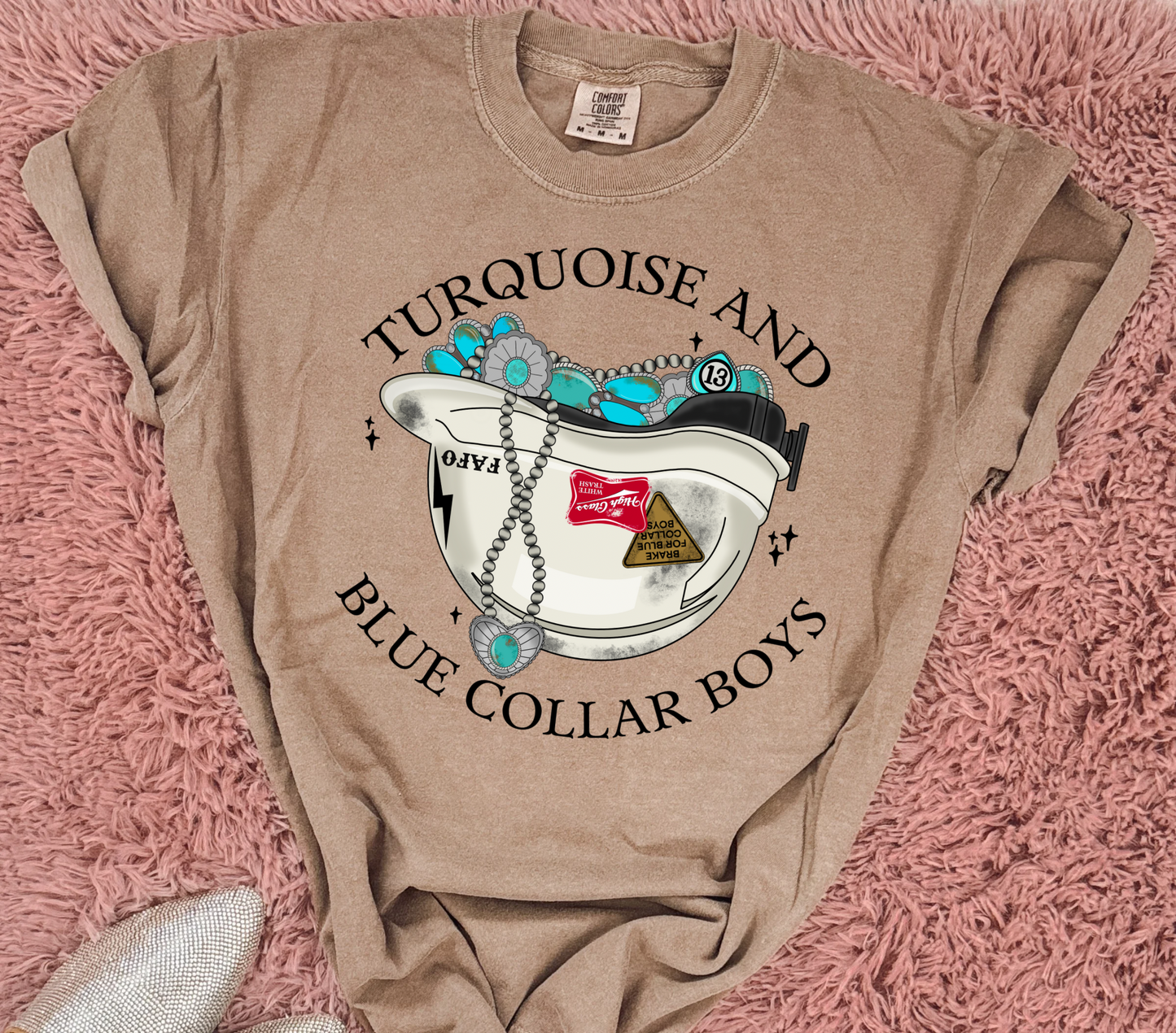 Turquoise and Blue Collar Boys Tee